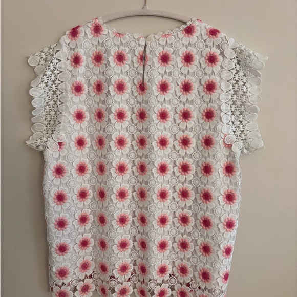 J.Crew Mosaic Floral Lace Crochet Blouse Women’s Size Large - Picture 2 of 4